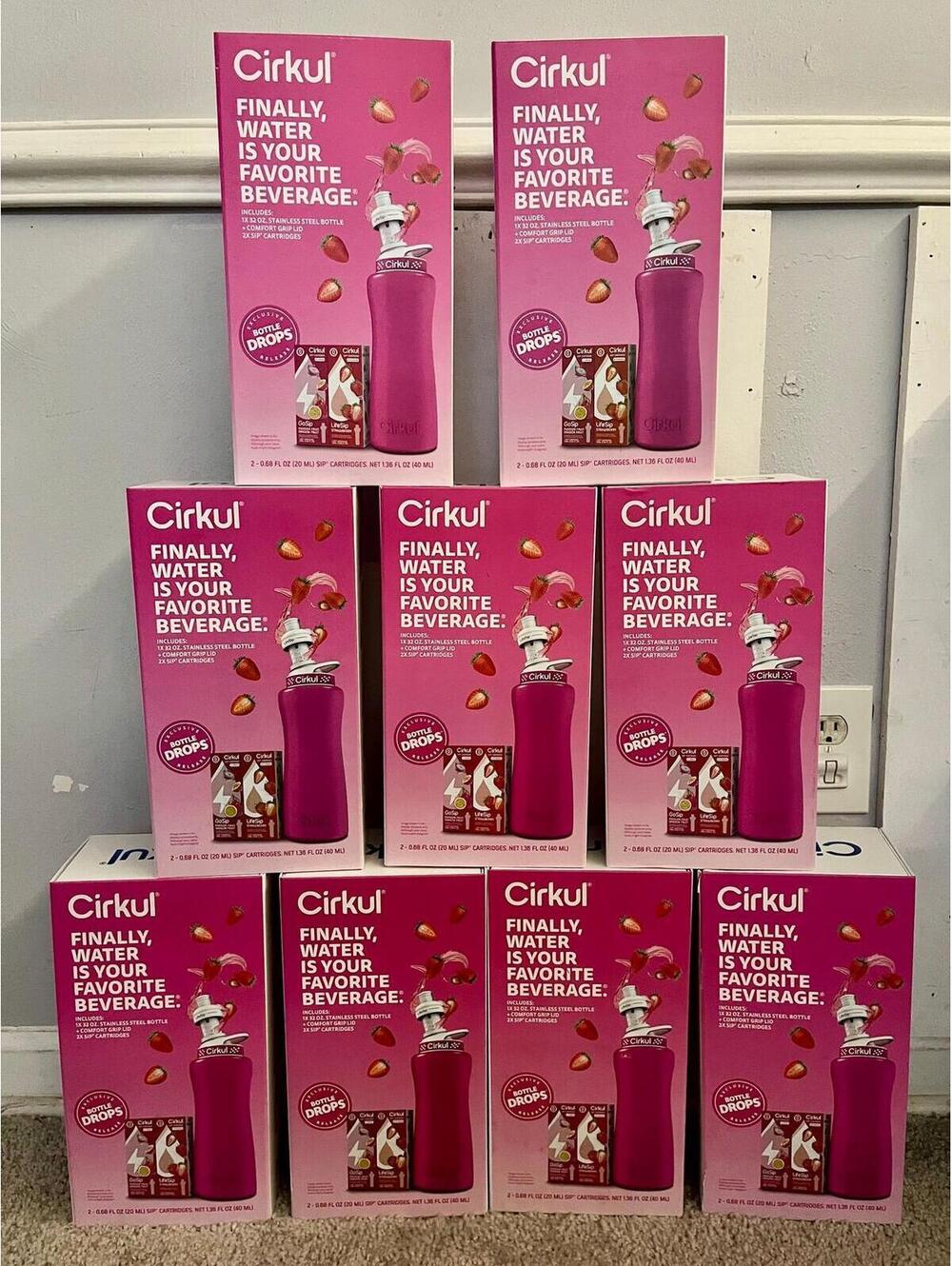 Cirkul 32oz. Pink Stainless Water Bottle Starter Kit 2 Cartr
